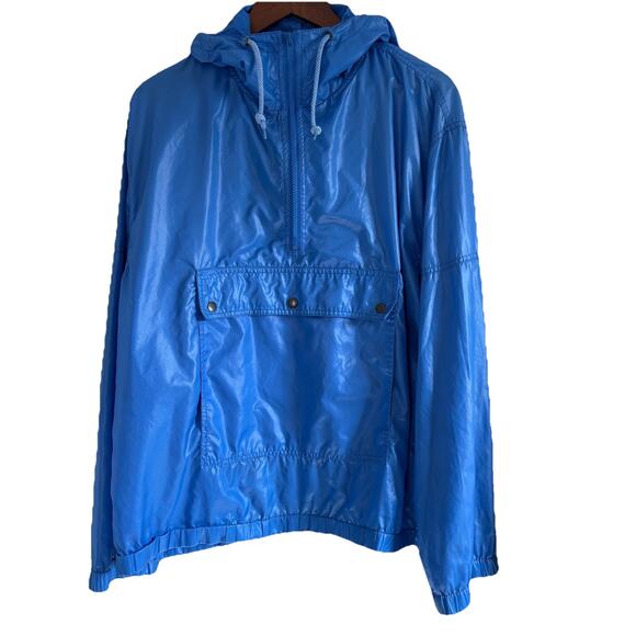 Vintage Izod Lacoste Blue Nylon 1/2 Zip Windbreaker Jacket Sz Large Front Pouch - Picture 2 of 13